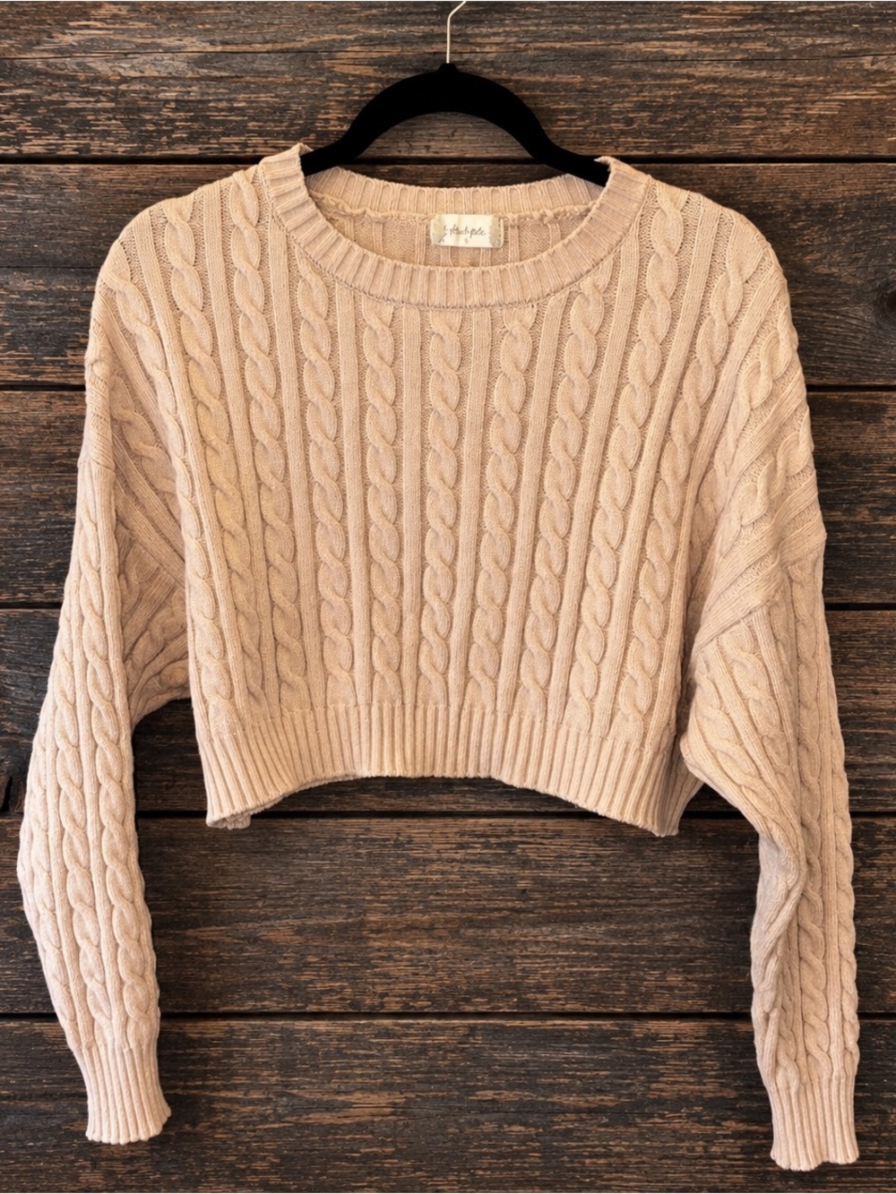 Altard State Beige Cropped Knit Sweater Size S